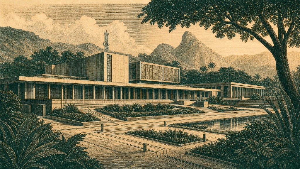 Gravura de um ativo imobiliário integrado à paisagem